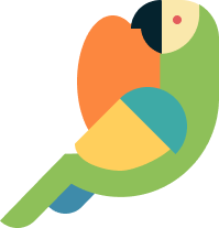 Luana's Vibrant Bird Logo - Colourful geometric bird design representing creativity and flight